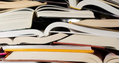 Stack of open books