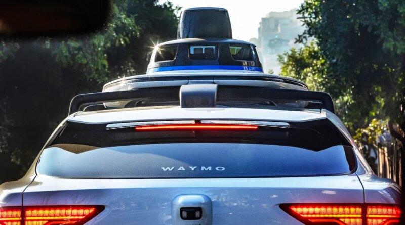 A Waymo equipped with 360 degree technology including 29 cameras, five lidars (which are used for mapping and sensing) and six radar trackers.