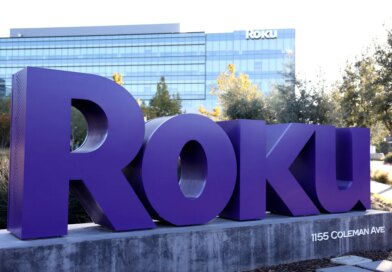 Roku's company logo is seen in front of Roku headquarters