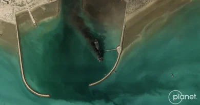 Satellite image shows Iran's largest naval vessel, a tanker-turned-warship, smoking in port