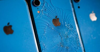 Smashed Iphones are seen during COP28 in Dubai, United Arab Emirates on November 30, 2023.