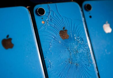 Smashed Iphones are seen during COP28 in Dubai, United Arab Emirates on November 30, 2023.
