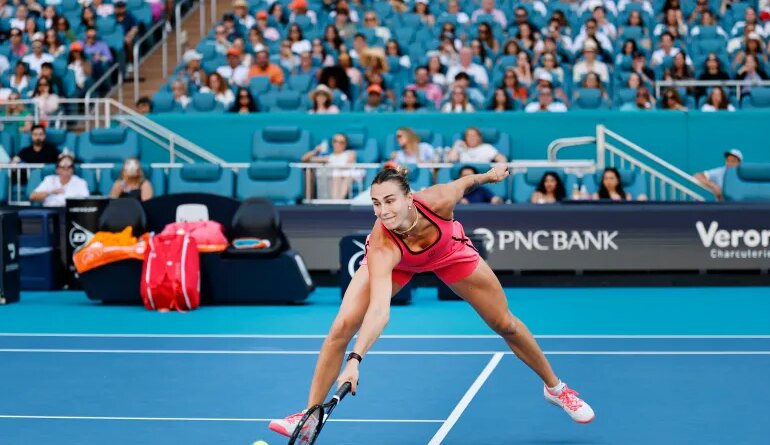 Aryna Sabalenka in action.