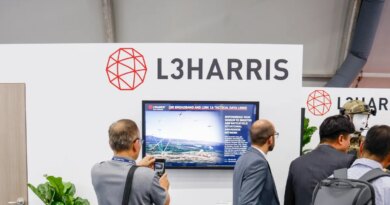 L3Harris Technologies on display during the Seoul International Aerospace & Defense Exhibition (ADEX) at Seoul Air Base on October 17, 2023 in Seongnam, South Korea.