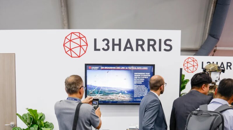 L3Harris Technologies on display during the Seoul International Aerospace & Defense Exhibition (ADEX) at Seoul Air Base on October 17, 2023 in Seongnam, South Korea.