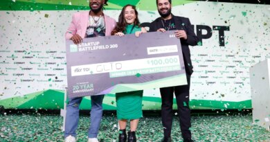 Kevin A. Damoa, Founder & CEO, Glīd, Claire Kroft and Ankit Malhotra, winners of the Startup Battlefield 2025, pose onstage during day three of TechCrunch Disrupt 2025 at Moscone Center on October 29, 2025 in San Francisco, California.