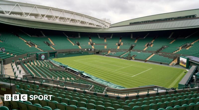 A general view of Centre Court at Wimbledon