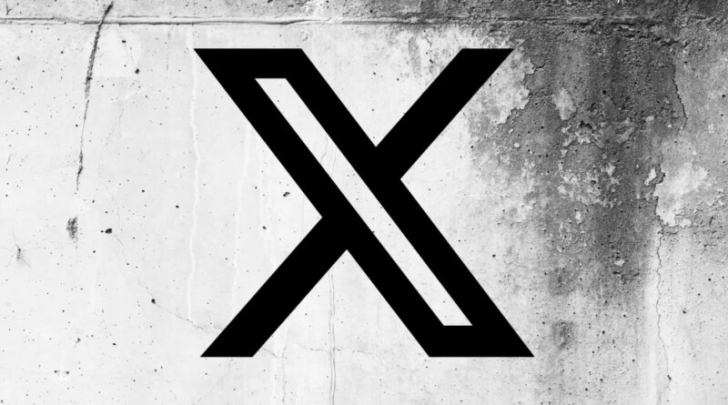 X (formerly Twitter) logo on a cracked wall