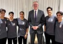 An undated and unplaced photo released by Australia's Department of Home Affairs shows Home Affairs minister Tony Burke (3/R) with five Iranian women football players who applied for asylum after competing in the Women's Asia Cup tournament being played in Australia. Australia has granted asylum to some of Iran's visiting women's football team over fears they faced persecution at home for not singing the national anthem before a match, Home Affairs Minister Tony Burke said on Tuesday. (Photo by HANDOUT / AUSTRALIAN DEPARTMENT OF HOME AFFAIRS / AFP) / ----EDITORS NOTE ----RESTRICTED TO EDITORIAL USE MANDATORY CREDIT " AFP PHOTO / DEPARTMENT OF HOME AFFAIRS" NO MARKETING NO ADVERTISING CAMPAIGNS - DISTRIBUTED AS A SERVICE TO CLIENTS