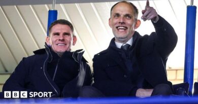 Anthony Barry and Thomas Tuchel watch a match from the stands