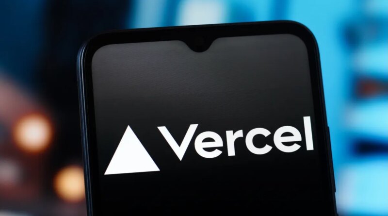 In this photo illustration, the Vercel logo is seen displayed on a smartphone screen.