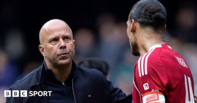 Liverpool manager Arne Slot with captain Virgil van Dijk
