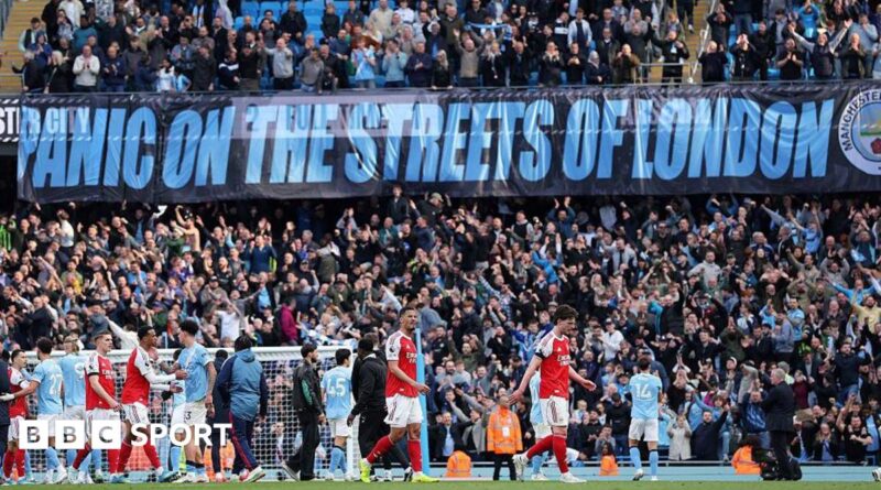The message sent by Manchester City's fans to Arsenal after their vital victory at Etihad Stadium