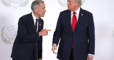 SHARM EL-SHEIKH, EGYPT - OCTOBER 13: President Donald Trump greets Canada's Prime Minister Mark Carney during a world leaders' summit on ending the Gaza war on October 13, 2025 in Sharm El-Sheikh, Egypt. President Trump is in Egypt to meet with European and Middle Eastern leaders in what’s being billed as an international peace summit, following the start of a US-brokered ceasefire deal to end the war in the Gaza Strip. (Photo by Evan Vucci - Pool / Getty Images)