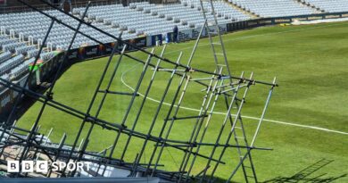 Scaffolding blown down