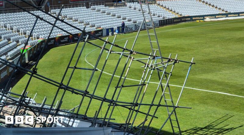 Scaffolding blown down