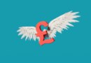 Red Pound Sterling Symbol with Angel Wings