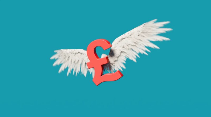 Red Pound Sterling Symbol with Angel Wings