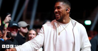 British boxer Anthony Joshua shakes hands at the fight between Deontay Wilder and Derek Chisora