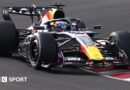 Red Bull's Max Verstappen drives across a kerb during the 2026 Japanese Grand Prix