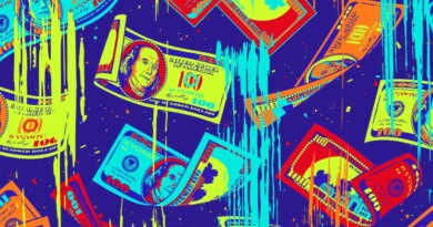 illustration of hundred dollar bills, pop art style
