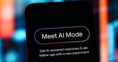 In this photo illustration, the Google Meet AI Mode logo is seen displayed on a smartphone screen.