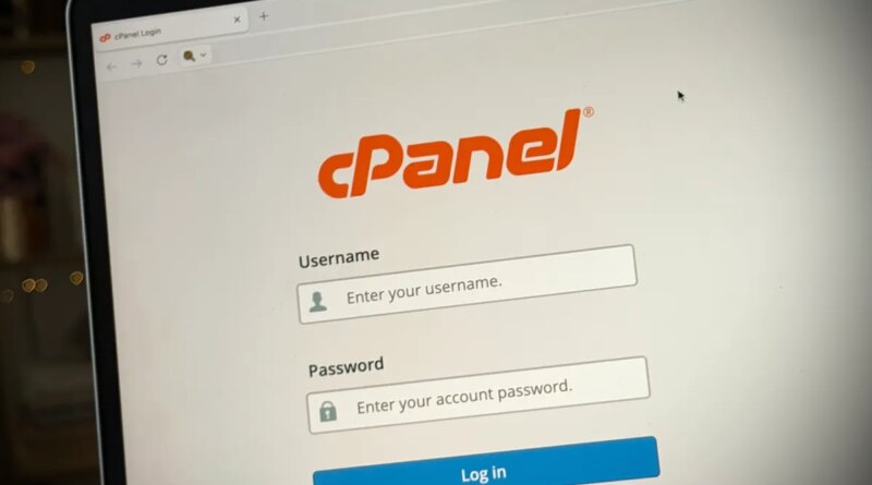 a cPanel login screen showing the username and password prompt