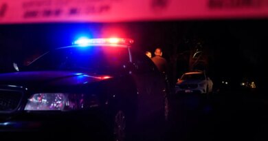 LAPD officers keep watch as the police investigate two people found dead in Rob Reiner's home on December 14, 2025 in Brentwood, California.