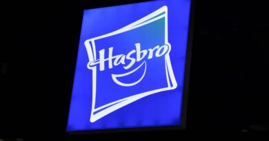 A Hasbro logo is seen during Comic-Con International in San Diego, California, on July 26, 2025.