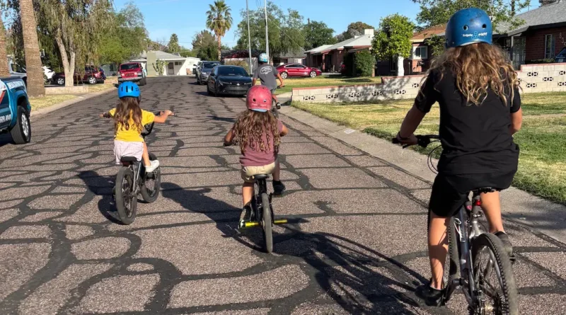 I started letting my son bike with his friends when he was 8. It gives me anxiety, but I see the value in having independence.