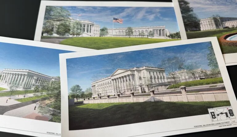 Artist renderings of the new White House East Wing and Ballroom