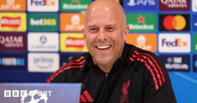 Arne Slot pictured during a news conference