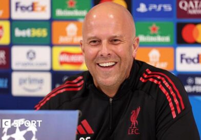 Arne Slot pictured during a news conference