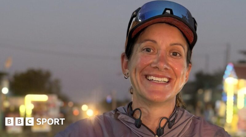 Hannah Cox running in India, the soles of her trainers, Hannah with Richard Branson, Hannah asleep in the van and a picture of Hannah's dad