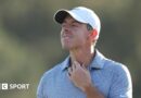 Rory McIlroy reacts during the 2026 Masters