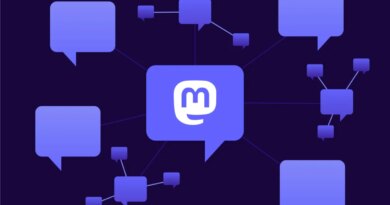 purple text bubbles floating on black background. one has an M on it