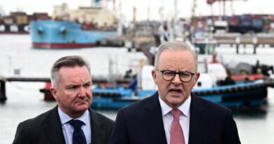 Prime minister Anthony Albanese and energy minister Chris Bowen at Port Botany, Sydney