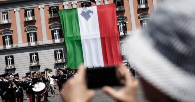 71st Anniversary Foundation Italian Republic in Naples, Italian, on June 2,2017, Flag-hoisting ceremony whit inter force department in Square the Plebiscito.