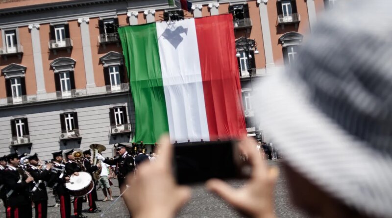 71st Anniversary Foundation Italian Republic in Naples, Italian, on June 2,2017, Flag-hoisting ceremony whit inter force department in Square the Plebiscito.