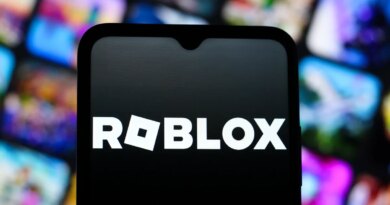 In this photo illustration, the Roblox Corporation logo is seen displayed on a smartphone screen.