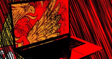 A graphic depiction of open laptop overlaying Red Square in Moscow and the logo of Russia's foreign intelligence service SVR.