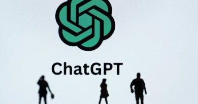 This photograph taken in Mulhouse, eastern France on October 19, 2023, shows figurines next to the ChatGPT logo. (Photo by SEBASTIEN BOZON/AFP via Getty Images)