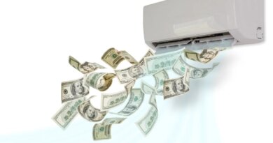 dollar bills flying out of an air conditioning unit