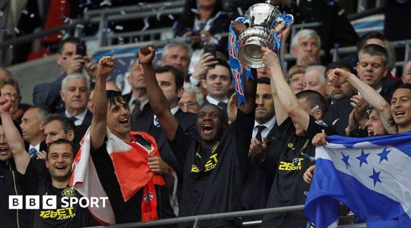 Wigan lifting the FA Cup