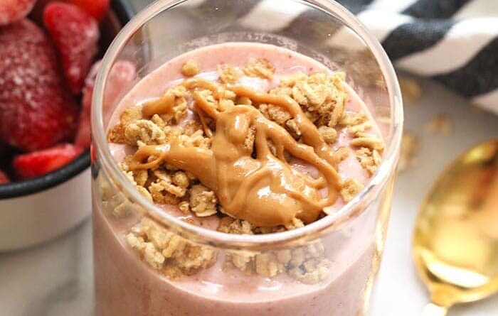 healthy breakfast smoothie in a glass