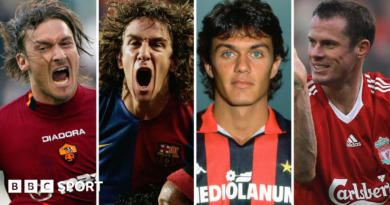 Graphic showing Carragher, Giggs, Totti and Maldini