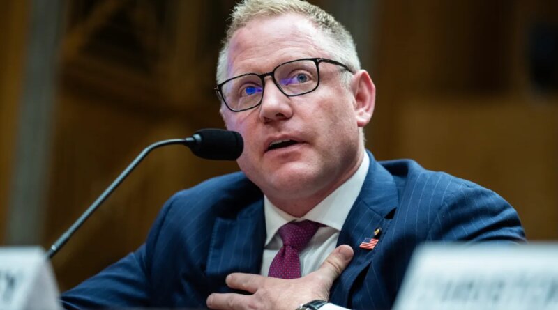UNITED STATES - JULY 24: Sean Plankey, nominee to be director of the Cybersecurity and Infrastructure Security Agency, testifies during his Senate Homeland Security and Governmental Affairs Committee confirmation hearing in Dirksen building on Thursday, July 24, 2025.
