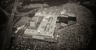An aerial view of the National Security Agency (NSA) headquarters in Fort Meade, Maryland outside Washington, DC. The NSA is the central producer and manager of signals intelligence for the United States. It operates under the jurisdiction of the Department of Defense and reports to the Director of National Intelligence.
