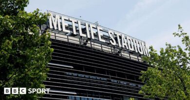 An exterior view of the MetLife Stadium prior to the Fifa Club World Cup quarter-final match between Real Madrid CF and Borussia Dortmund