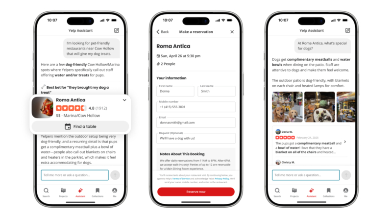 Yelp's updated AI assistant can answer questions and book a restaurant or service in one conversation | TechCrunch